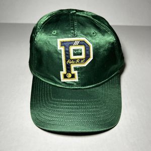 Polo Ralph Lauren Varsity P Logo Patch Satin Baseball Cap Green Adult One Size